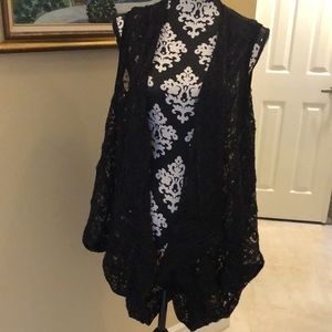 Yon Ft. Lauderdale Lace, sparkly sequins, one button vest, wear open or buttoned